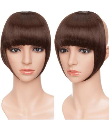 One Piece Hair Clip In Bangs Fake Hair Extensions False Hair Piece Clip On Front Bang Fringe Cute - Medium Brown - Buy Online on GoSupps.com