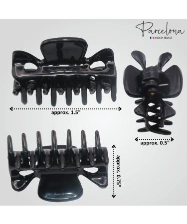 Parcelona French Classic Small Celluloid Hair Claw Clip - No Slip Grip - Made in France (Solid Black) - Buy Online on GoSupps.com
