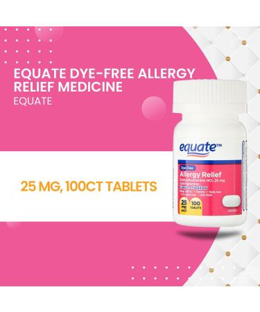 Buy SCHMIDT EMPIRE Equate Dye-Free Allergy Relief 25 mg - 100ct Tablets (Pack of 2) | Fast International Shipping - Buy Online on GoSupps.com