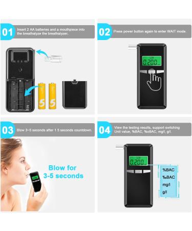 Breathalyzer 2022 Upgrade Professional-Grade Accuracy Alcohol Tester with Digital Blue LCD Display for Home or Party Use with 10 Mouthpieces - Buy Online on GoSupps.com