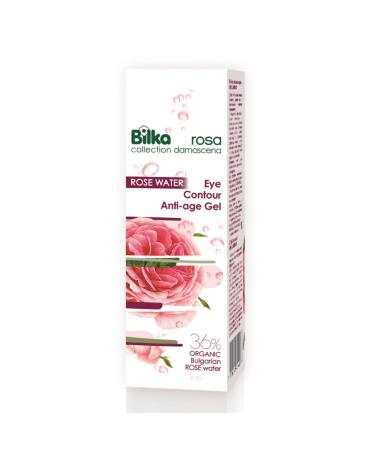 Bilka collection pink damascena anti-aging eye cream gel natural cosmetics eye care against wrinkles dark circles and skin aging on the face (1 x 25 ml)