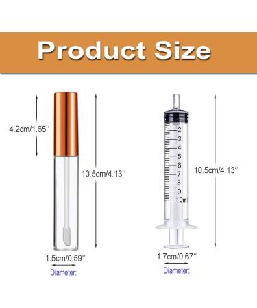  N /A Set of 24 transparent 10ml tubes with brush tip - Refillable - For lip lacquer and lip balm - 2 x 10ml plastic syringes - For DIY makeup (rose gold) - Buy Online on GoSupps.com