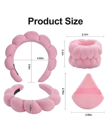 YANGYICHEN 7 Pcs Spa Headband Set for Women - Puffy Makeup Skincare Headband - Bubble Soft Hairband - Sponge & Terry Cloth - Pink - Buy Online on GoSupps.com
