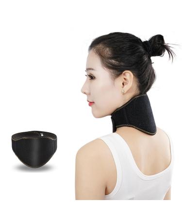 Neck support strap for pain relief and bone relaxation adjustable self -heated neck stretcher break warm neck protection neck bandage for neck injury pain black black