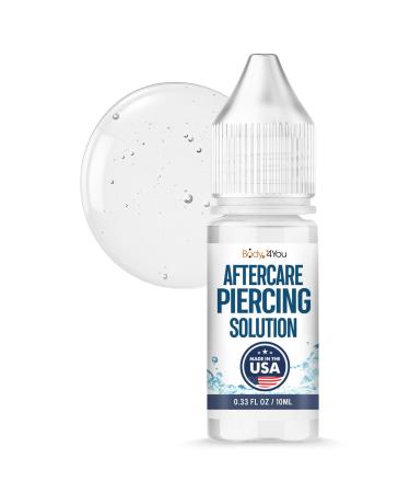 BodyJ4You Piercing Aftercare Saline Cleaning Solution - Nose Belly Ear Piercing Cleaner - Wound Wash Keloid Treatment Piercing Bump Removal - Sea Salt Aloe Rosemary - 0.33 Fl Oz (10ml)