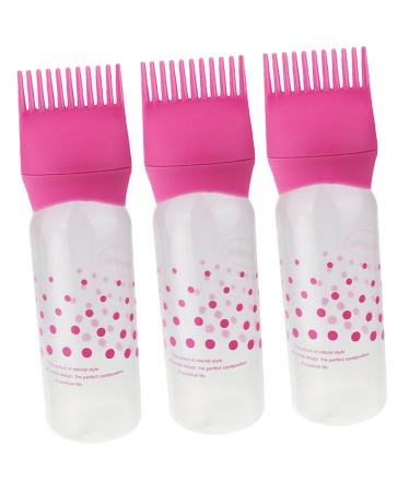Lot de 3 Flacons Applicateurs Peigne Racines 80 Ml Rose pour Coloration et Soins Capillaires Usage Professionnel et Domicile