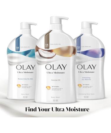 Olay Body Wash for Women Ultra Moisture 24hr Moisturizing Hydrating & Refreshing B3 Vitamin Complex Free of Parabens & Phthalates For All Skin Types Coconut Oil Scent 33 fl oz (Pack of 4) Coconut Oil 33 Fl Oz (Pack  - Buy Online on GoSupps.com