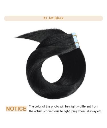 Yilite Tape Extensions Real Hair - Jet Black 60cm 20 Pieces 50g - Invisible Silky Straight Skin Weft Tape-In Extensions - Buy Online on GoSupps.com