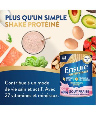 Ensure NutriVigor - Compl ment alimentaire avec prot ines 27 vitamines et min raux et HMB - Pour une alimentation saine et quilibr e - Fraise - 1 x 400 g 400g - Buy Online on GoSupps.com