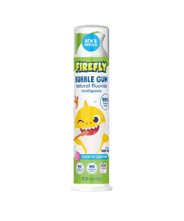 Firefly Kids Anti-Cavity Natural Fluoride Toothpaste Baby Shark Bubble Gum Flavor ADA Accepted 4.2 OZ