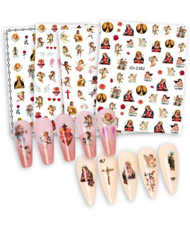 Dornail Virgin Mary Nail Art Stickers - 12 Sheets | Christian Jesus & San Judas Design | 3D Self-Adhesive Decals for DIY Nail Decorations - Buy Online on GoSupps.com