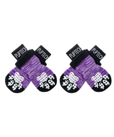 Pupeck 2 pairs double -sided anti -slip dog socks with adjustable straps for indoor use - dog shoes pfot protection summer pet paws protection traction control socks on hardwood floor medium (2 pair) purple - Buy Online on GoSupps.com