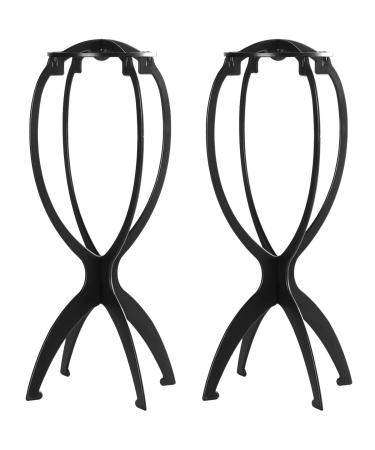 Dreamlover Wig Stand, Wig Head Stand, Travel Plastic Wig Stand, 2 Pack 14.2 Inch (Pack of 2) Black