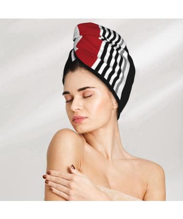 Microfiber Hair Drying Cap | Retro Stripe Absorbent Towel Wrap for Curly & Thick Hair - Quick Drying & Soft - Buy Online on GoSupps.com