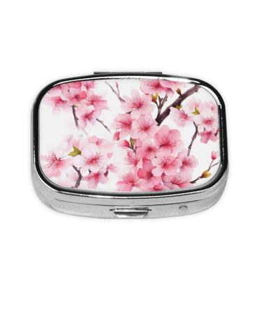 Cherry Blossom(1) Printed Square Pill Box Portable Travelling Pill Box Medicine Organiser