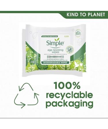 Simple Regeneration Age Resisting Biodegradable Facial Wipes remove make-up and fights premature ageing for sensitive skin 20 wipes package may vary (Pack of 2) 20 Count (Pack of 2) Age Resisting - Buy Online on GoSupps.com