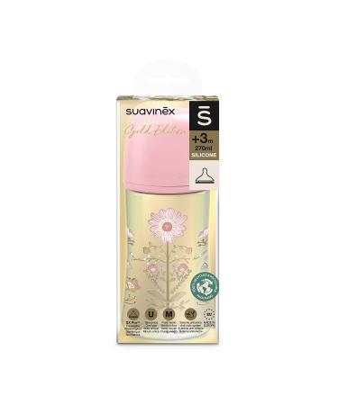 Suavinex Gold Edition 270ml Baby Bottle | Pink Silicone Teat Sx Pro | Ideal for 3 Months + - Buy Online on GoSupps.com