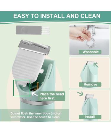 Rechargeable Electric Bikini Trimmer & Pubic Hair Shaver | IP7X Waterproof | Mint Green - Buy Online on GoSupps.com