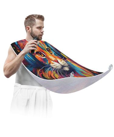 Cool Headphones Cat Beard Bib Apron Beard Hair Catcher for Men Shaving Fathers Day Anniversary Christmas Gifts for Dad Husband Beard Bib with 2 Suction Cups