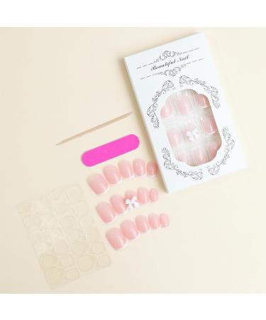 24PCS French Tip Press On Nails - Short Square Fake Nails with Bow Design | Glossy Reusable Full Cover False Nails for Women | Acrylic Glue-On Nail Art - Buy Online on GoSupps.com