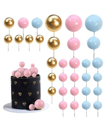 51Pcs Blue Cake Decorations Sphere Cake Topper Cake Balls Decoration Blue Cake Balls Ball Cake Decorations Colorful Pastel Cake Decorations for Birthday Party Cake Decoration Wedding Anniversary