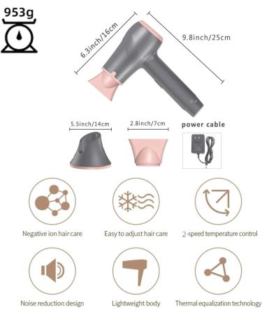 Cordless Hair Dryer Wireless Portable Blow Dryer Hot and Cold Wind Fast Charge 5000mAh Rechargeable Battery 2 Speed Adjustmen with Removable Nozzle for Travel Blowing Hair Painting Drying Out - Buy Online on GoSupps.com