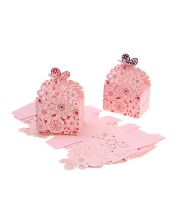 VILLCASE Personalized Tags 20 Pcs Box Gift Boxes Party Favor Boxes Chocolate Box Pink Hollow Out Personalized Labels