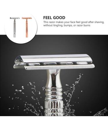 PACKOVE Manual Razor Set - 2PCS Double Safety Metal Shaver for Body & Back Hair - Rose Gold & Silver - Buy Online on GoSupps.com