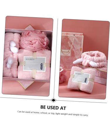 Angoily 1 Set Three Piece Bath Set Skin-Friendly Spa Hair Body Scrubber Puff Exfoliating Body Face Washing Hairband Shower Birthday Present Coral Fleece Finished Product Pink - Buy Online on GoSupps.com