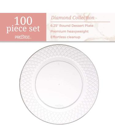 100 Clear Plastic 6.25 Inch Disposable Dessert Plates - Elegant Round Party Plates for Weddings & Events - Buy Online on GoSupps.com