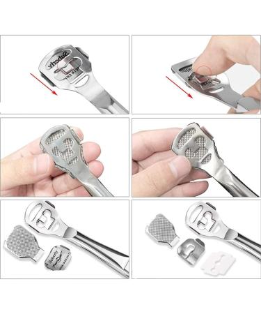 Foot Care Pedicure Shaver Stainless Steel Remover Wood Handle Heel Razor Shaver Sets Including 1 Callus Shaver 1 Foot File Heads 50 Replacement Blades Care Tools Steel Handle Hard Skin for Hand Feet solid wood - Buy Online on GoSupps.com