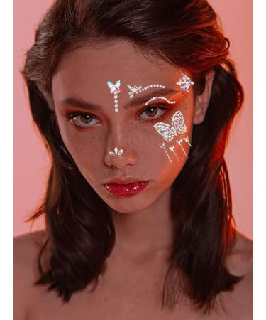 Wosois Crystal Face Stickers - Self-adhesive Temporary Tattoo for Women - Butterfly Carnival Party Cosplay Accessories - Buy Online on GoSupps.com