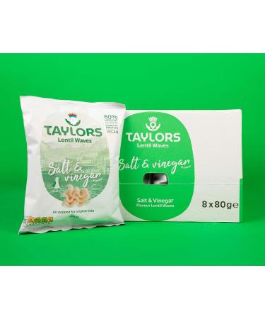 Lentil Crisps by Taylors Snacks | Sea Salt & Vinegar Lentil Waves | Vegan Snacks | Source of Protein | Air Popped Lentil Chips | Multipack 8 x 80g Bags - Buy Online on GoSupps.com