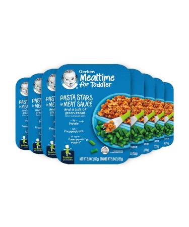 Gerber Mealtime for Toddler Pasta Stars in Meat Sauce with Side of Green Beans 6.80 Ounce (Pack of 8)