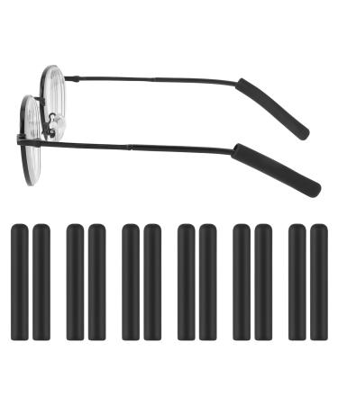 Prasacco 6 pair/12 pieces of glasses cover silicone glasses ear cushion Anti slide and comfortable glasses brackets cover for sunglasses reading glasses myopic grooves decorative glasses (black)