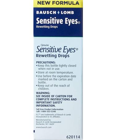 Bausch & Lomb Sensitive Eyes Rewetting Drops 0.5 FL OZ - Soothes and Hydrates for Comfortable Contact Lens Wear - Buy Online on GoSupps.com
