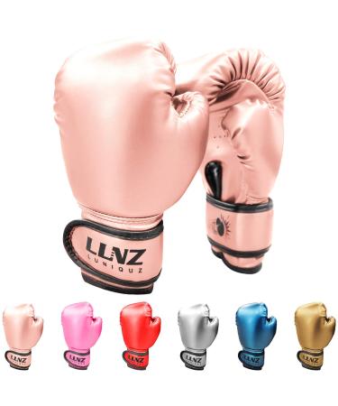 Luniquz Boxing Gloves for Kids Youth, 4 6 8 oz Punching Bag Gloves for Boys Girls Sparring, 4 OZ Rose Gold