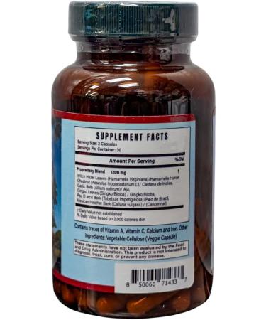 Horse Chestnut Supplement Circulation & Vascular Health Support with Witch Hazel Ginkgo Biloba & Garlic 60 Capsules - Buy Online on GoSupps.com