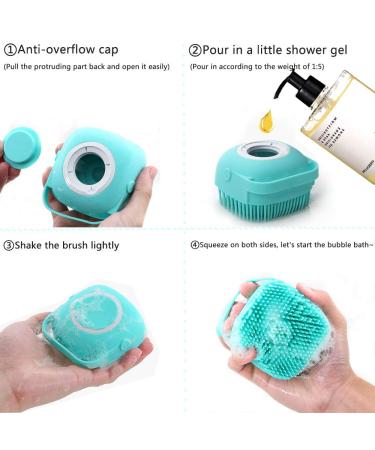 Silicone Body Scrubber Massage Bath Brush Shower Sponge with Liquid Soap Dispenser - Set of 2 - Reusable Loofah for Children, Women, Men - Buy Online on GoSupps.com