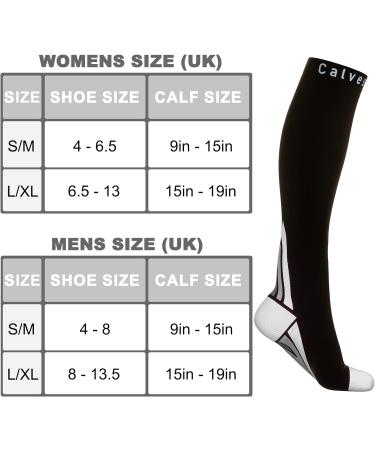 2 Pairs Compression Socks for Men & Women - Graduated Athletic Fit for Travel, Running, Nurses - Speed Up Recovery, Boost Stamina - Black/Grey L-XL - Buy Online on GoSupps.com