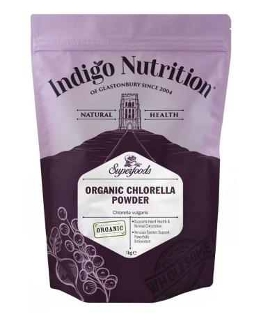 Indigo Herbs Organic Chlorella Powder 1kg | Broken Cell Wall | Natural Vitamin B12 Chlorophyll & Protein Supplement 1 kg (Pack of 1)