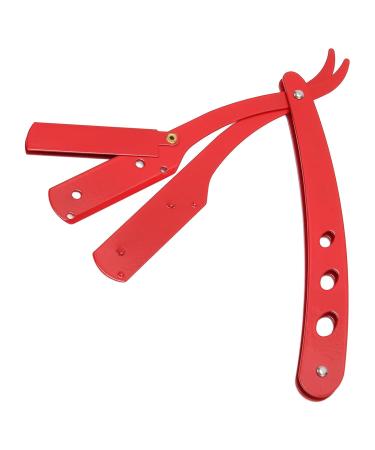 Beard Blade Holder - Portable Manual Folding Straight Edge Alloy Haircut Blade Holder in Red - Perfect for International Shipping - Buy Online on GoSupps.com