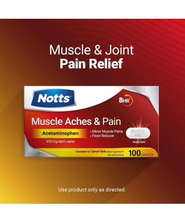 NOTTS Muscle Aches & Pain Acetaminophen 650 mg 100 Count - Buy Online on GoSupps.com