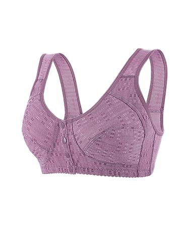 & Bustier women women sexy lace front button shaping cup adjustable shoulder strap large size iron-bra seamless bandeau with the support of purple 4xl