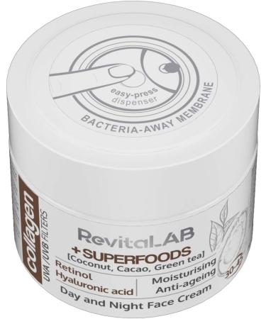  RevitaLAB RevitaLAB - Moisturizing and anti-aging collagen day and night cream enriched with hyaluronic acid superfoods vitamins and UVA/UVB filter for people aged 30 to 45 50 ml - Buy Online on GoSupps.com