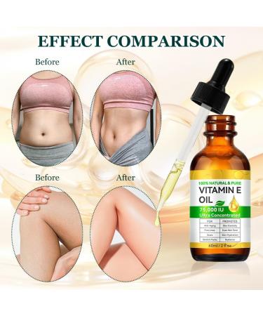 WAWJ Vitamin E oil 60 ml natural vitamin E for skin care and antiaging moisturizing wrinkle control scar care suitable for all skin types - Buy Online on GoSupps.com