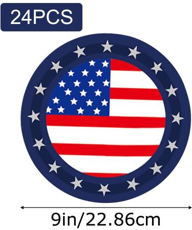 Shakven 4th of July Paper Plates | Independence Day Paper Plates Kit | Independence Day & Tableware Decorations Red White Blue Paper Plates 24 9-inch Plates - Buy Online on GoSupps.com