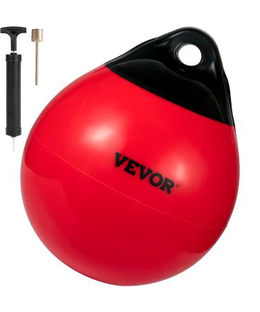 VEVOR Boat Buoy Balls, 15" Diameter Inflatable Heavy-Duty Marine-Grade PVC Marker Buoys, Round Boat Mooring Buoys, Anchoring, Rafting, Marking, Fishing, Red