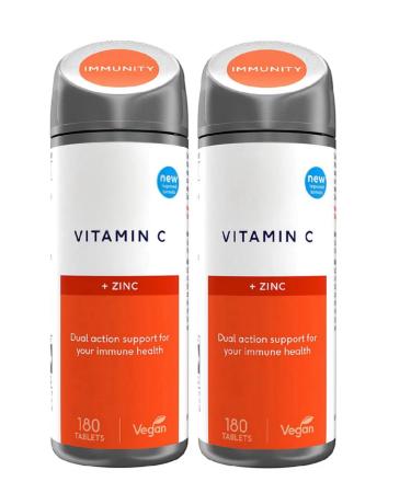 Everyday Vitamins Vitamin C & Zinc Bundle: 2 x 180 Tablets (1 Year Supply)