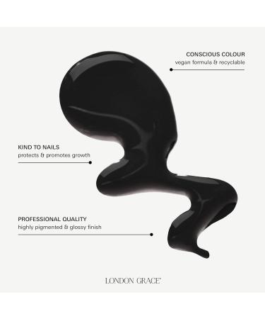 London Grace Nail Polish | Bruce 12ml | Black Long Lasting Vegan Eco-conscious Varnish | Quick Dry Chip-Resistant & No Nasties Formula - Buy Online on GoSupps.com